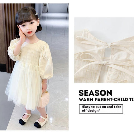 2-6 Years Old Girl Mesh Puff Sleeve Party Ballet Skirt Birthday Dress