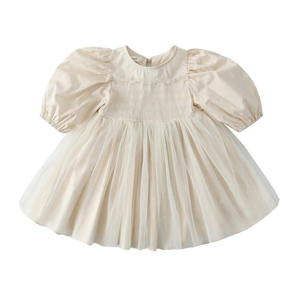 2-6 Years Old Girl Mesh Puff Sleeve Party Ballet Skirt Birthday Dress