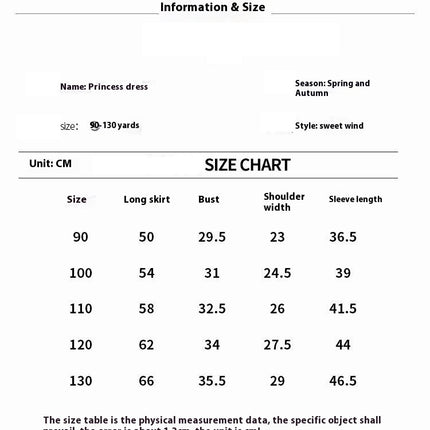 Girls Long-Sleeved Dress Children's Back Bow Lace Princess Skirt Birthday Dress
