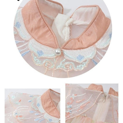 Girls 3D Butterfly Princess Dress Spring and Autumn Mesh Long Sleeve Dress