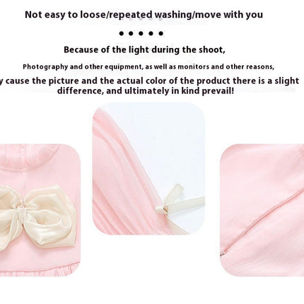 Girls Ruffle Stand Collar Dress Long Sleeve Bow Fashion Princess Dress