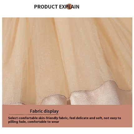 Baby Girl Pearl Round Neck Long Sleeve Sequined Tulle Dress with Headdress