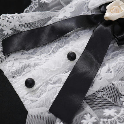 Baby Girl Long Sleeve Vintage Dress - Children's Lace Bow Princess Dress