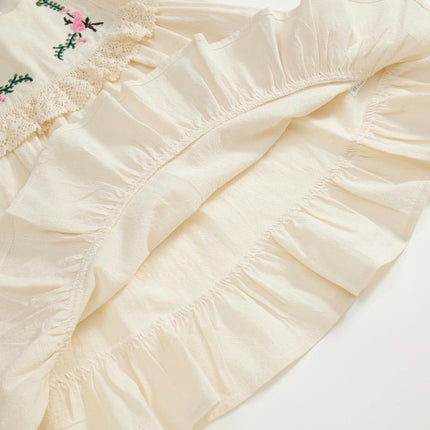 Girls Long Sleeve Embroidered Dress French Lace Puff Sleeve Princess Dress