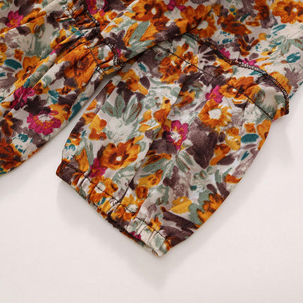 Children's Retro Long Sleeve Floral Dress Autumn Bohemian Princess Dress