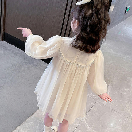 Girls Chinese Cheongsam Dress Autumn Stylish Flowing Dress 2-10 Years Old