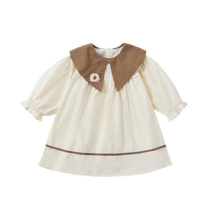 Girls Long Sleeve Dress College Collar Baby Girl Spring Sweet Princess Dress