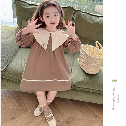 Girls Long Sleeve Dress College Collar Baby Girl Spring Sweet Princess Dress