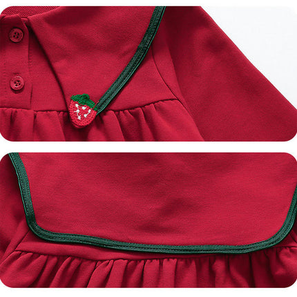 Girls Spring Long Sleeve Dress Peter Pan Collar Fashionable Children Princess Dress