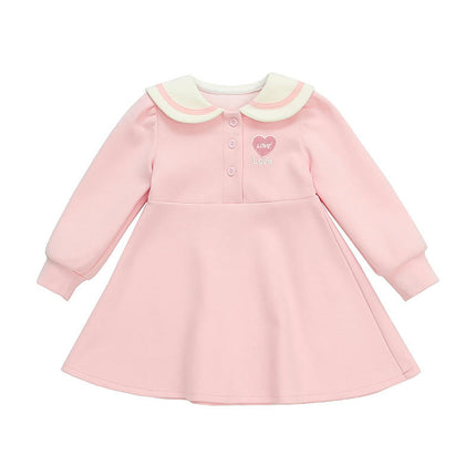Girls Spring Dress Long Sleeve Shirt Collar Baby Girl Princess Dress