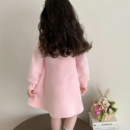 Girls Spring Dress Long Sleeve Shirt Collar Baby Girl Princess Dress