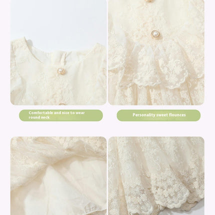 Girls Long Sleeve Lace Embroidery Dress-Fashionable and Elegant Dress for Autumn