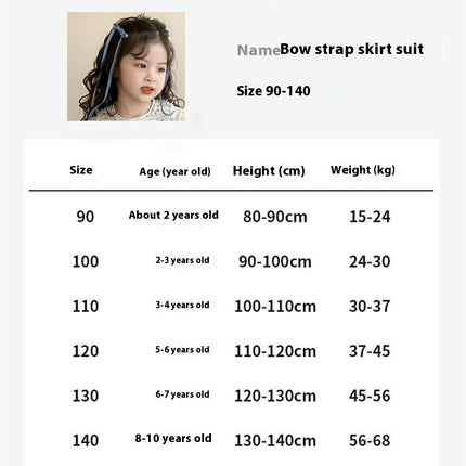 Girls Winter Long Sleeve Top Sleeveless Bowknot Sequined Vest Dress Set