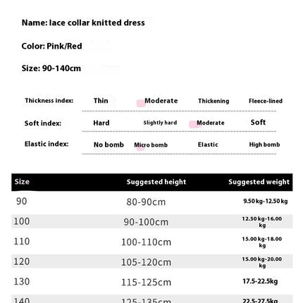 Girls Round Neck Beaded Dress Long Sleeve Knitted Sweater Princess Dress