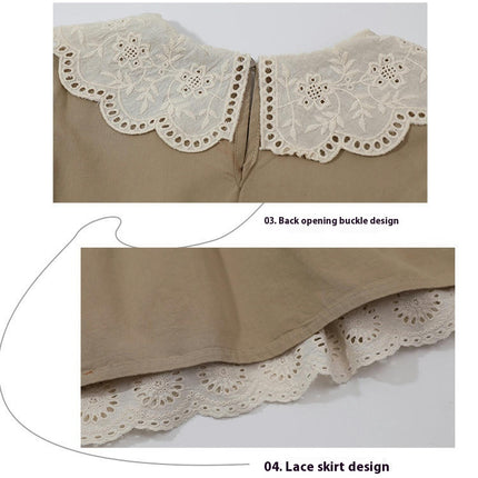 Baby Girl Spring and Autumn Solid Color Long Sleeve Lace Patchwork Dress