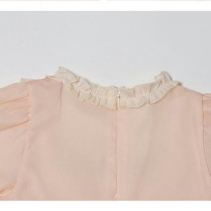 Baby Girl Spring Dress Long Sleeves Ruffled Lace Collar Cute Elegant Princess Dress