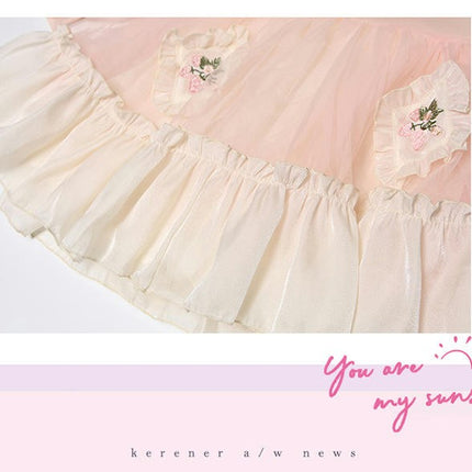 Baby Girl Spring Dress Long Sleeves Ruffled Lace Collar Cute Elegant Princess Dress