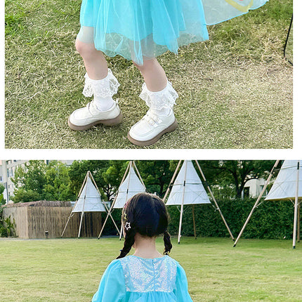 Children's Round Neck Long Sleeve Gauze Dress Autumn Elegant Princess Dress