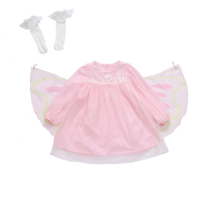 Children's Round Neck Long Sleeve Gauze Dress Autumn Elegant Princess Dress