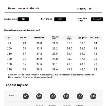 Girls Dress Set Spring and Autumn Sweet Children's Vest Shirt Collar Dress 2-Piece Set