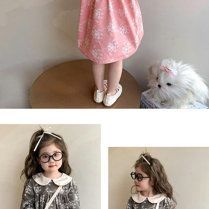 Girls Cotton Dress Spring Pastoral Floral Children's Long Sleeve Princess Dress