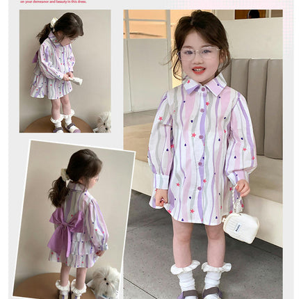 Baby Girls Shirt Dress Spring and Autumn Long Sleeve Button Casual Dress