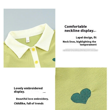 Girls Spring and Summer Long Sleeve/Short Sleeve Dress Shirt Collar Cotton Dress