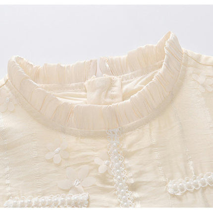 Girls Spring Dress Western Style Long Sleeve Mesh Splicing Princess Dress Cake Dress