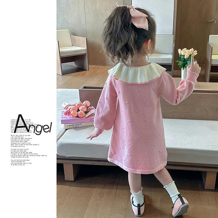 Baby Girls Long Sleeve Cherry Knitted Dress Spring and Autumn Sweet Princess Dress