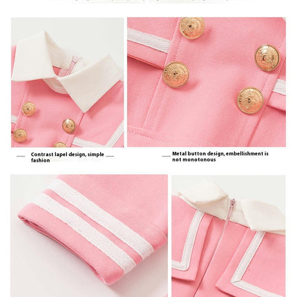 Girls Autumn Cotton Dress Preppy Style Long Sleeve Peter Pan Collar Princess Dress