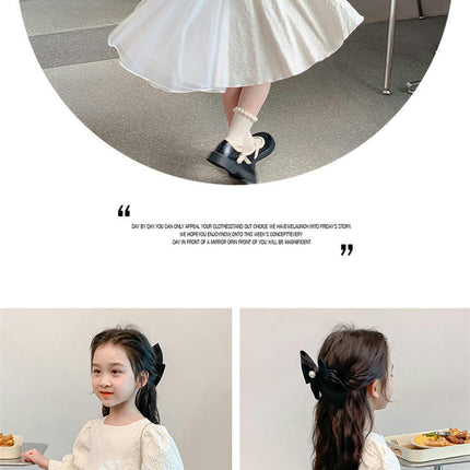 Baby Girl Long Sleeve Dress Autumn Round Neck Back Bowknot Western Style Princess Dress