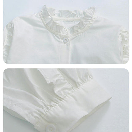 Girls Spring Vest Dress Set Long Sleeve Embroidered Top and Vest Dress 2-Piece Set