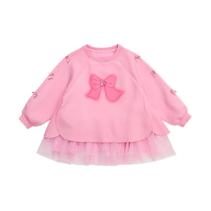 Toddler Girls Spring and Autumn Dress with Tulle Long Sleeve Dresses