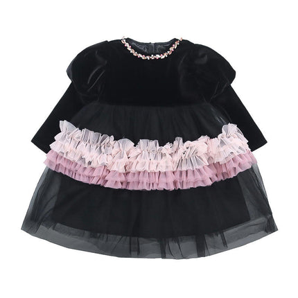 Toddler Girls Spring Autumn Ruffle Long Sleeve Princess Cake Dress