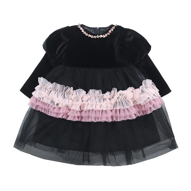 Toddler Girls Spring Autumn Ruffle Long Sleeve Princess Cake Dress