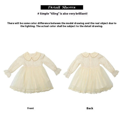 Toddler Girls Long Sleeve Ruffle Tulle Dress Spring and Autumn Outfit