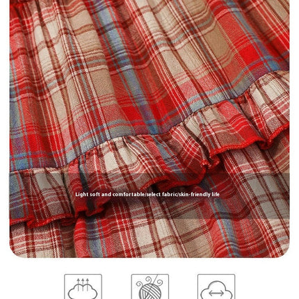 Toddler Little Girl Cute Plaid Dress Spring Autumn Long Sleeve Dresses