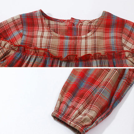 Toddler Little Girl Cute Plaid Dress Spring Autumn Long Sleeve Dresses