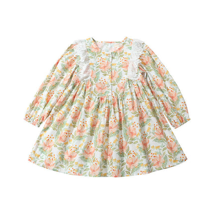 Toddler Little Girls Dress Long Sleeve Flower Ruffle Princess Dresses