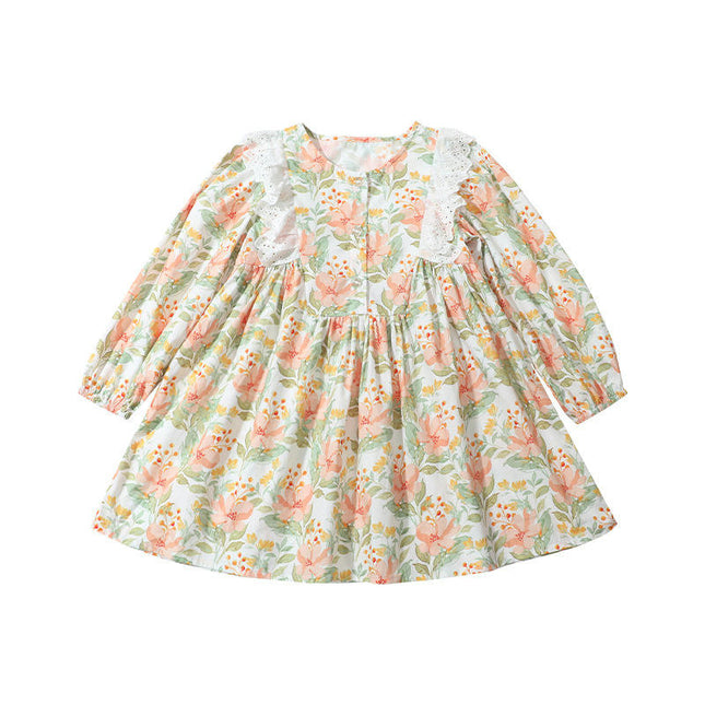 Toddler Little Girls Dress Long Sleeve Flower Ruffle Princess Dresses