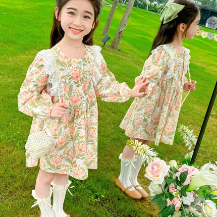 Toddler Little Girls Dress Long Sleeve Flower Ruffle Princess Dresses