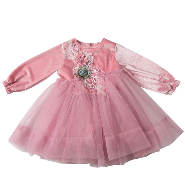 Toddler Girls Flower Dresses Spring and Autumn Long Sleeve Dress