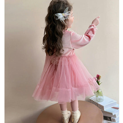 Toddler Girls Flower Dresses Spring and Autumn Long Sleeve Dress