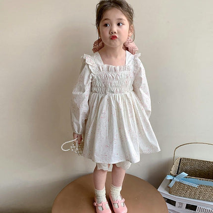 Girls Floral Dress Childrens Spring and Autumn Long Sleeve Dresses