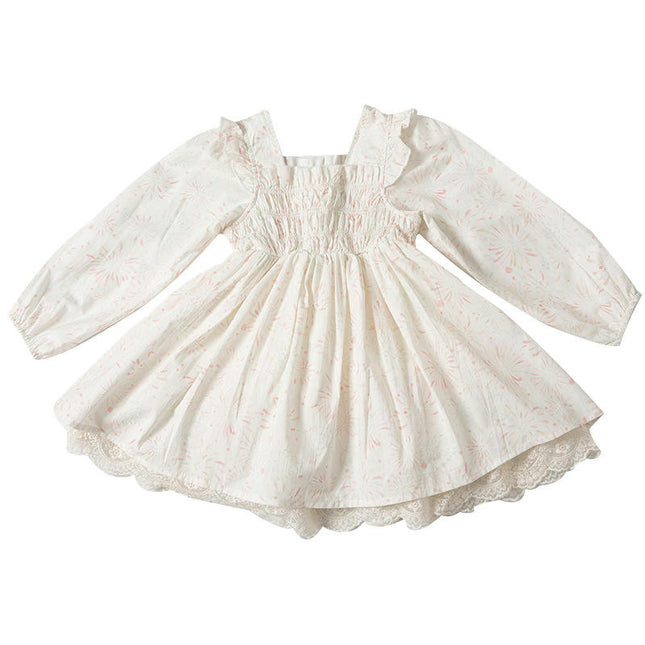 Girls Floral Dress Childrens Spring and Autumn Long Sleeve Dresses