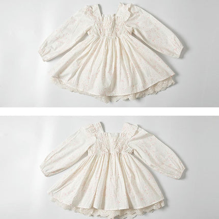 Girls Floral Dress Childrens Spring and Autumn Long Sleeve Dresses