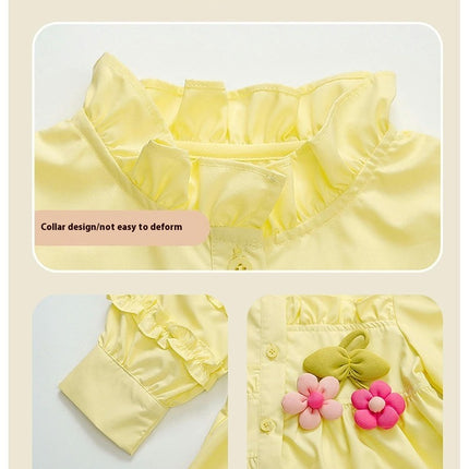 Toddler Girls Spring and Autumn Flower Dress Casual A Line Long Sleeve Dresses