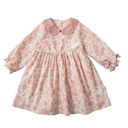 Kids Girls Casual Holiday Dress Floral Long Sleeve Fashion Dresses