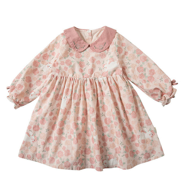 Kids Girls Casual Holiday Dress Floral Long Sleeve Fashion Dresses