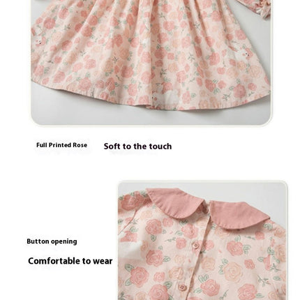 Kids Girls Casual Holiday Dress Floral Long Sleeve Fashion Dresses